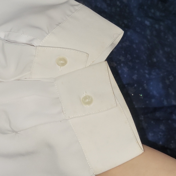 🍂3/$10 Notations Semi-Sheer White Embroidered Button-Down Dress Shirt- stained - Picture 4 of 15